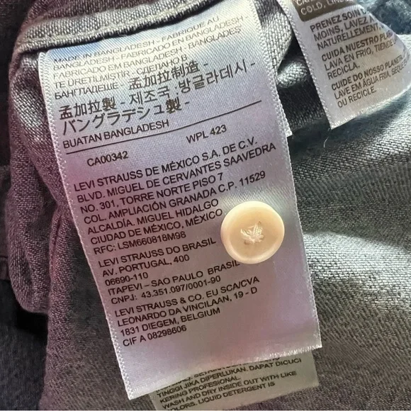 Levi’s Denim Mini Dress Size Large Button Front Tiered Sleeveless Blue - Picture 10 of 13